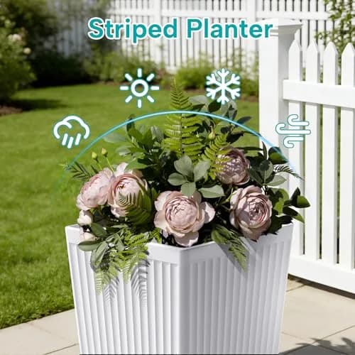 Diyfire Tall Planters 23.6 Inch Square | Modern Outdoor Garden Pots with Drainage Holes thumbnail 4