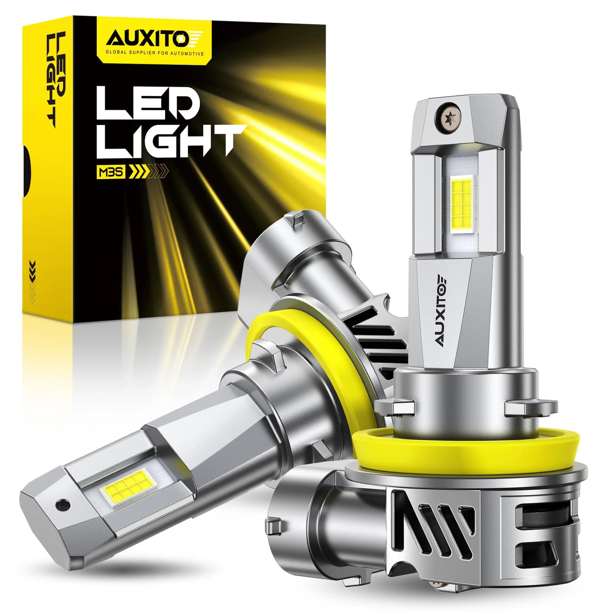 AUXITO H11 LED Bulbs 120,000LM Cool White (Pack of 2) | 1500% Brighter Than Halogen