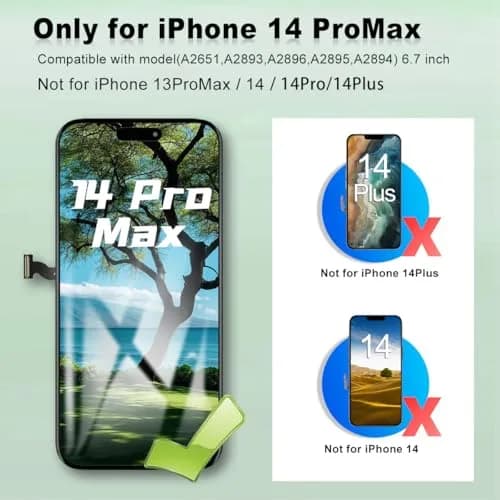 SIMDOG iPhone 14 Pro Max Screen Replacement Kit 6.7" Full HD | Compatible with A2651, A2893, A2896, A2895, A2894 thumbnail 2