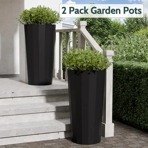 Diyfire Tall Planters for Outdoor Plants | Large 23.6 Inch Conical Flower Pots with Drainage Holes thumbnail 5