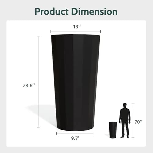 Diyfire Tall Planters for Outdoor Plants | Large 23.6 Inch Conical Flower Pots with Drainage Holes thumbnail 2