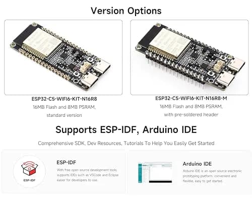 UeeKKoo ESP32-C5 Dev Board with Wi-Fi 6, BLE 5, Thread, Zigbee | 240MHz RISC-V, 16MB Flash + 8MB PSRAM, Dual USB-C thumbnail 3