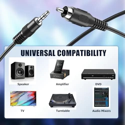 RFAdapter 3.5mm Mono to RCA Mono Cable 1.83m (6ft) 2-Pack | Connect Mono Audio Devices thumbnail 4