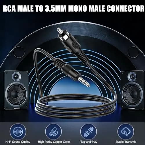 RFAdapter 3.5mm Mono to RCA Mono Cable 1.83m (6ft) 2-Pack | Connect Mono Audio Devices thumbnail 2
