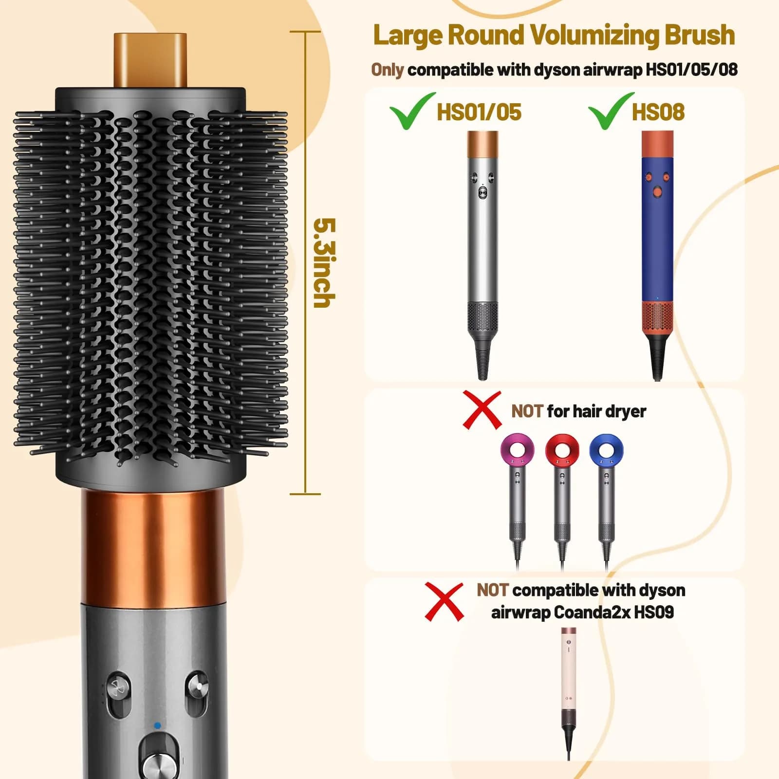 ZEPHBLOW 3-Inch Large Round Brush for Dyson Airwrap Attachments | Flexible Bristles for Volume & Smooth Curling thumbnail 2