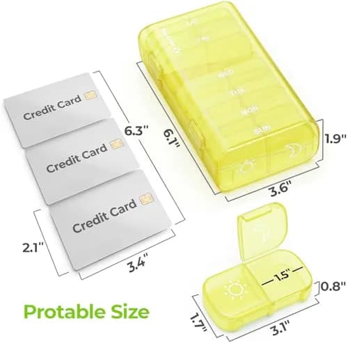 AUVON Weekly Pill Organizer 2 Times a Day, 14 Compartments | FDA Approved, BPA-Free, Portable for Travel thumbnail 5