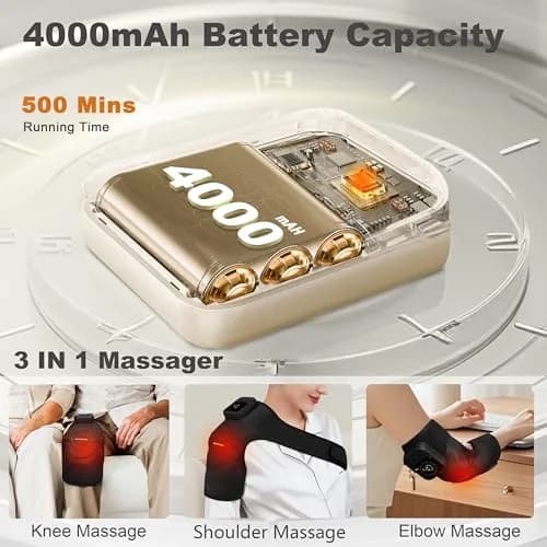 KingPavonini Knee Massager with Heat and Vibration | 4000mAh Battery, 2.17" W x 12.2" H x 7.09" L thumbnail 6