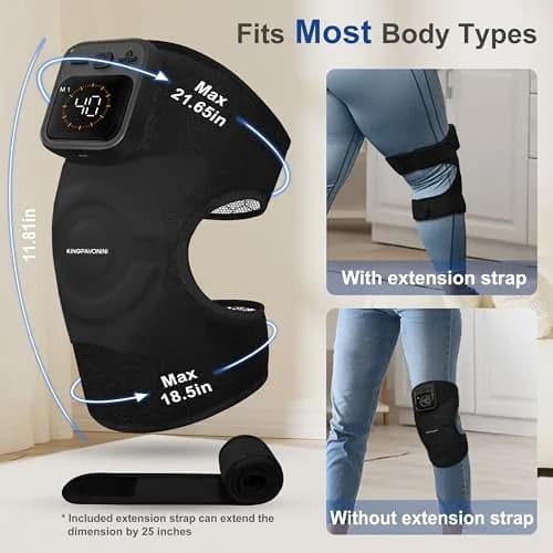 KingPavonini Knee Massager with Heat and Vibration | 4000mAh Battery, 2.17" W x 12.2" H x 7.09" L thumbnail 7
