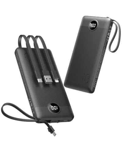 VEEKTOMX 10000mAh Power Bank with Built-in Cables | Slim Fast Charge USB C Battery Pack for iPhone & Android thumbnail 1