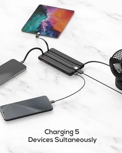 VEEKTOMX 10000mAh Power Bank with Built-in Cables | Slim Fast Charge USB C Battery Pack for iPhone & Android thumbnail 7