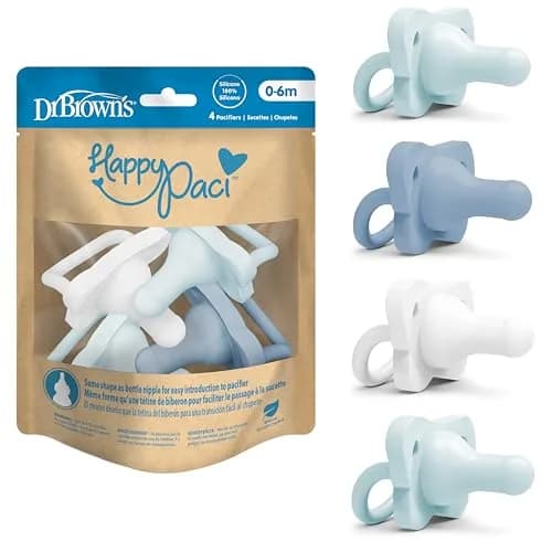 Dr. Brown's HappyPaci Silicone Pacifier 0-6m | Soft, Breathable, Bottle-Nipple Shape thumbnail 1