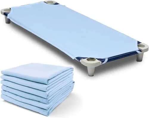 ROLLEE POLLEE Blue Microfiber Cot Sheets 71cm x 107cm (23" x 42") 6-Pack | Soft & Durable Daycare Bedding thumbnail 1