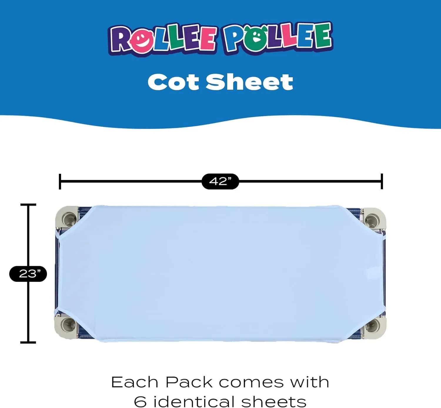 Rollee Pollee Blue Microfiber Cot Sheets - 23" x 42" - Secure Fit for Daycare Cots - view 3