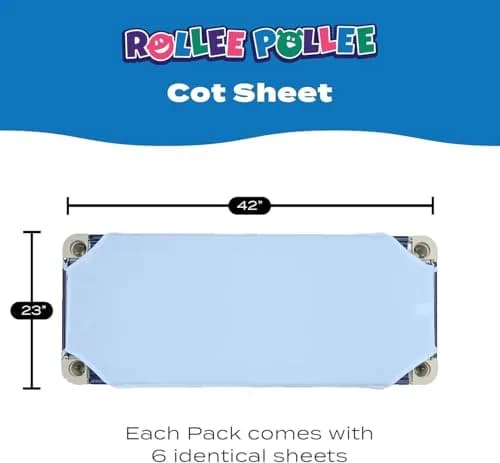 ROLLEE POLLEE Blue Microfiber Cot Sheets 71cm x 107cm (23" x 42") 6-Pack | Soft & Durable Daycare Bedding thumbnail 3