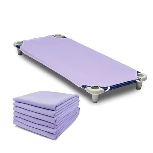 Rollee Pollee Purple Microfiber Cot Sheets 52" x 23" (132cm x 58cm) - 6-Pack | Soft & Durable Daycare Bedding thumbnail 1