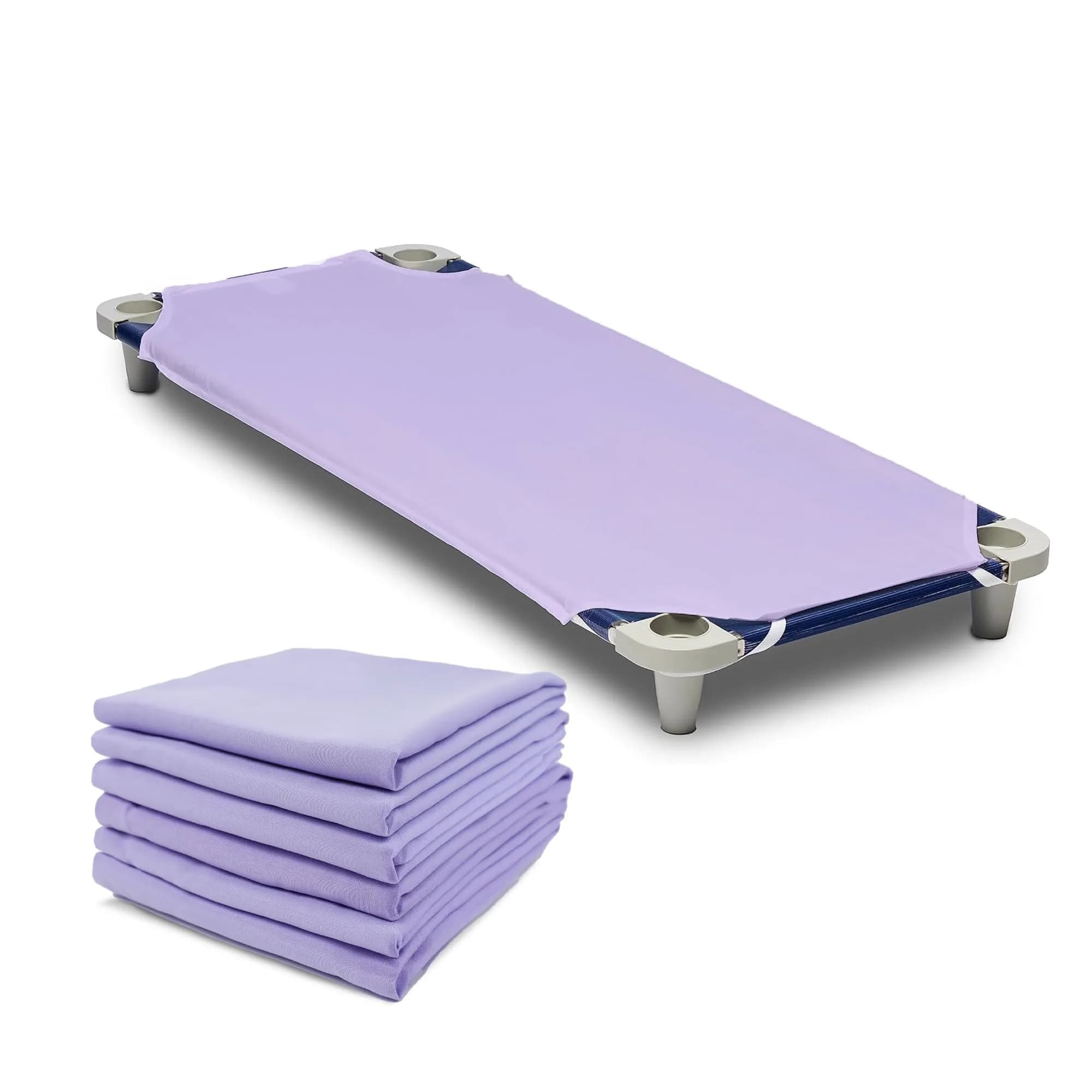 Rollee Pollee Microfiber Cot Sheets 52" x 23" (6-Pack, White) | Secure Fit for Daycare Cots — Purple / 23 x 52 inches
