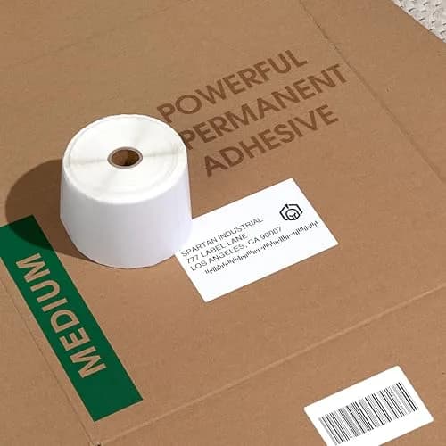 Spartan Industrial 3" x 3" Direct Thermal Labels 5000 Count (10 Rolls, 500 Labels/Roll) | Matte White, Permanent Adhesive, Perforated thumbnail 5
