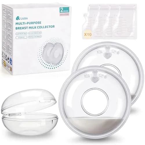 Lictin Breast Milk Collector Set with Storage Bags & Box - 60ml Cups | Protects Nipples & Collects Leaks thumbnail 1