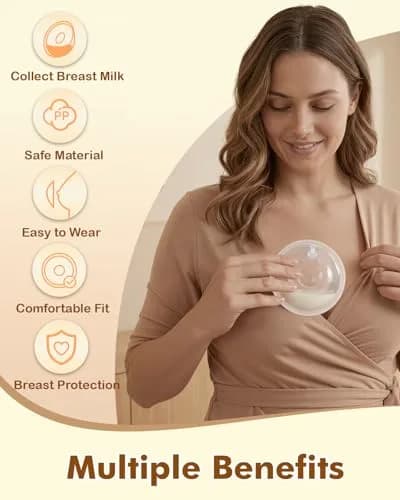 Lictin Breast Milk Collector Set with Storage Bags & Box - 60ml Cups | Protects Nipples & Collects Leaks thumbnail 3