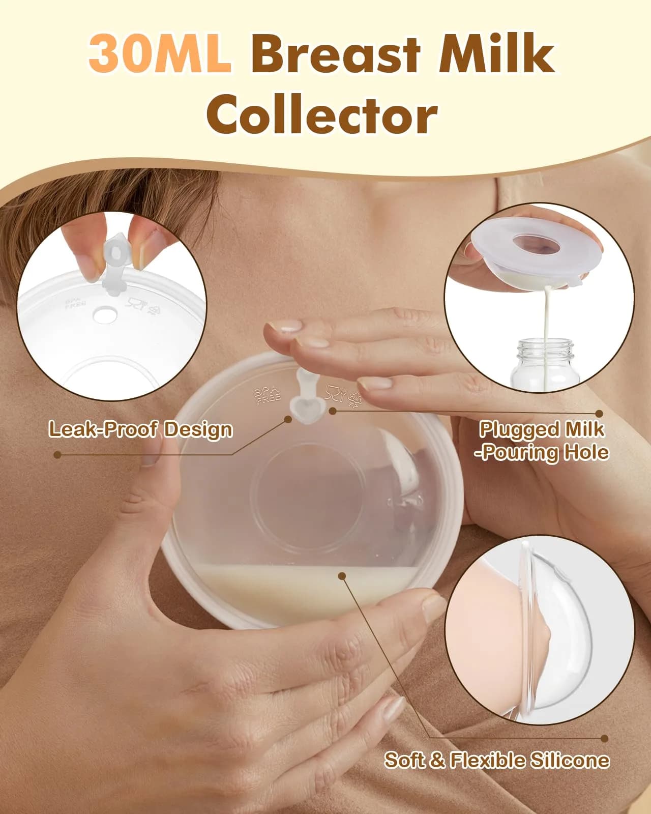 Lictin 60ml Breast Milk Collector & Nipple Shields Set - 2 Piece Storage Bag/Box for Breastfeeding Moms - view 4