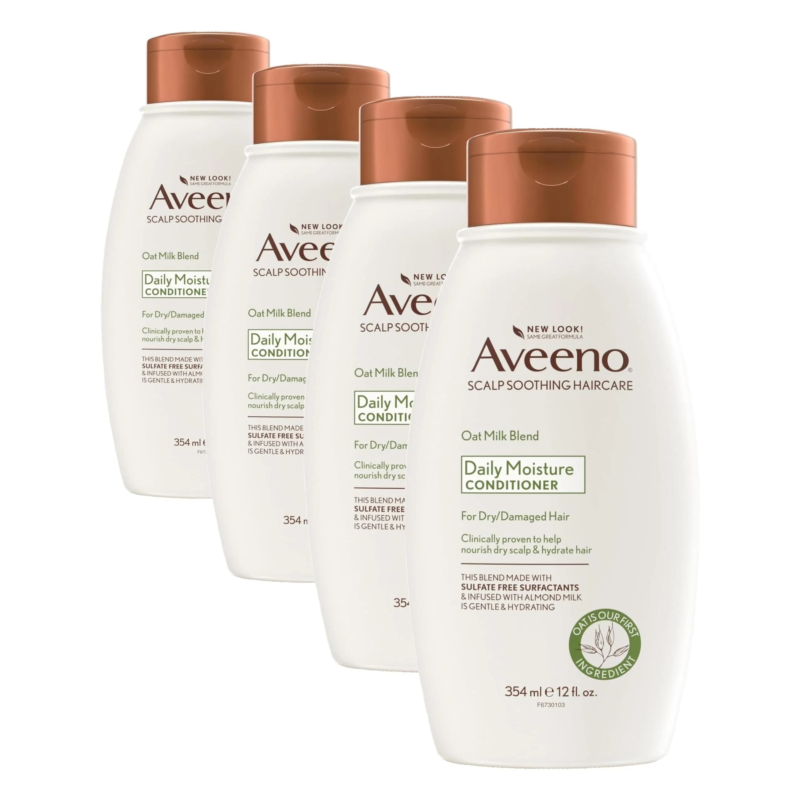 Aveeno Oat Milk Blend Moisturizing Conditioner, 4 x 12 fl oz (48 fl oz Total) | Ultra-Hydrating for Dry, Damaged Hair - main product image