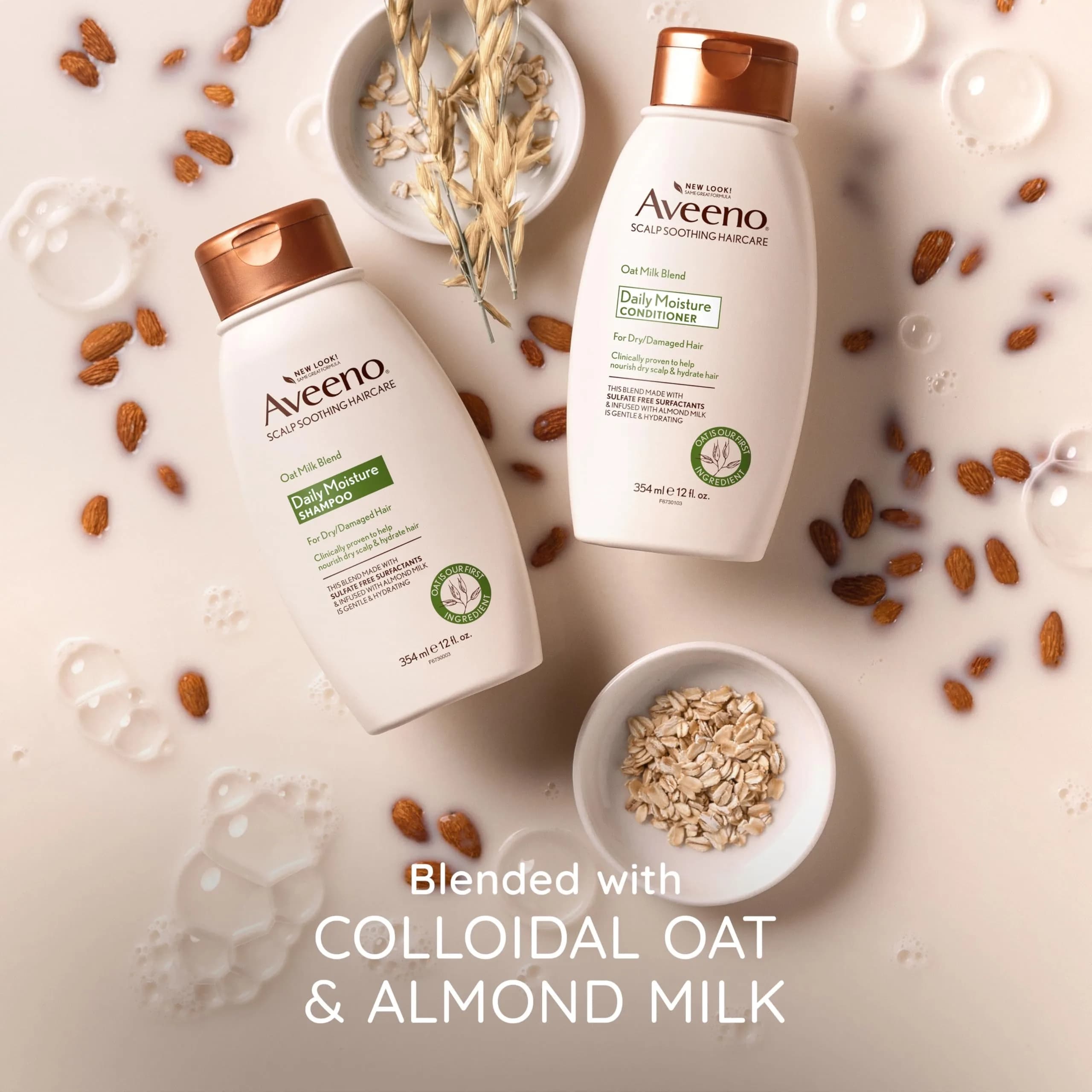 Aveeno Oat Milk Blend Moisturizing Conditioner, 4 x 12 fl oz (48 fl oz Total) | Ultra-Hydrating for Dry, Damaged Hair - view 5