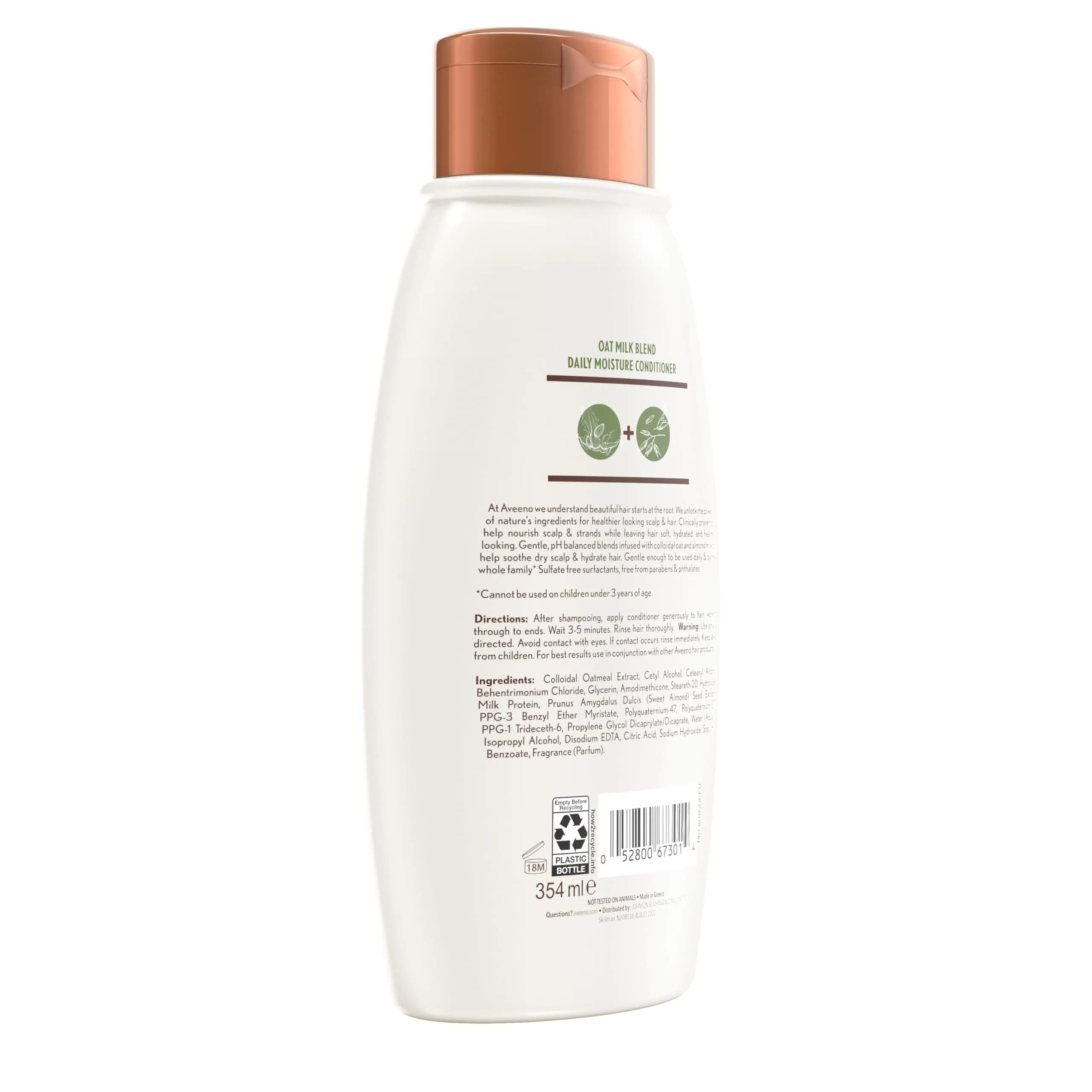 Aveeno Oat Milk Blend Moisturizing Conditioner, 4 x 12 fl oz (48 fl oz Total) | Ultra-Hydrating for Dry, Damaged Hair - view 7