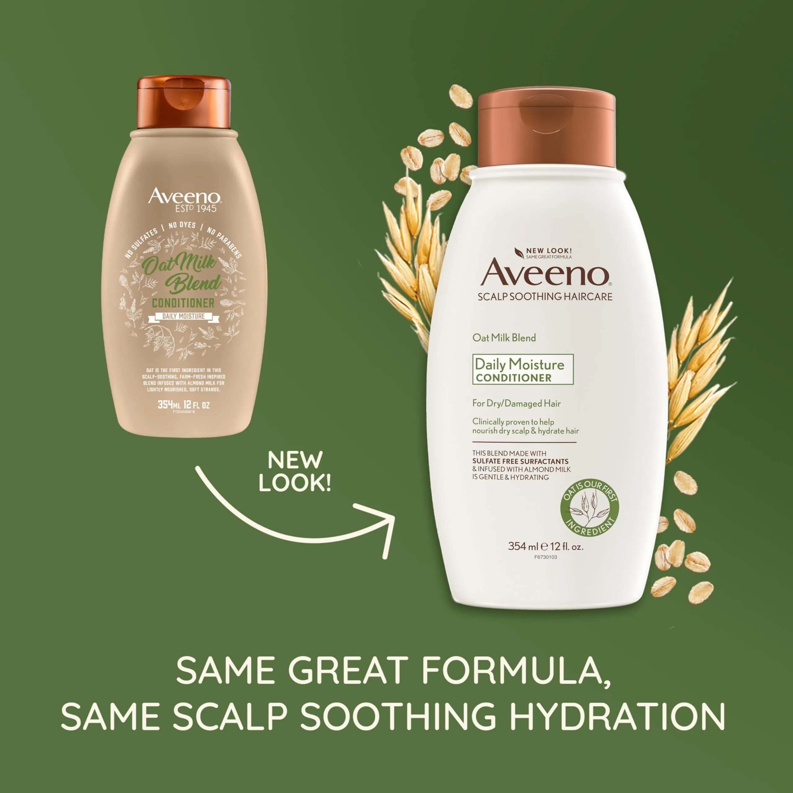 Aveeno Oat Milk Blend Moisturizing Conditioner, 4 x 12 fl oz (48 fl oz Total) | Ultra-Hydrating for Dry, Damaged Hair - view 2