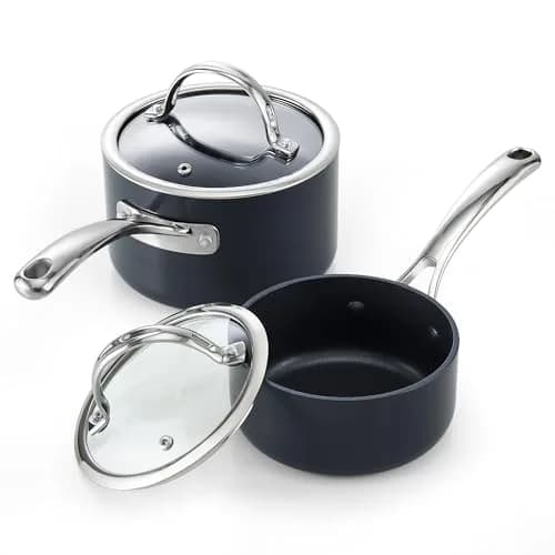 Cooks Standard 1 & 2-Quart Hard-Anodized Nonstick Saucepan with Glass Lid | Durable, Even Heating, Easy Cleanup thumbnail 1