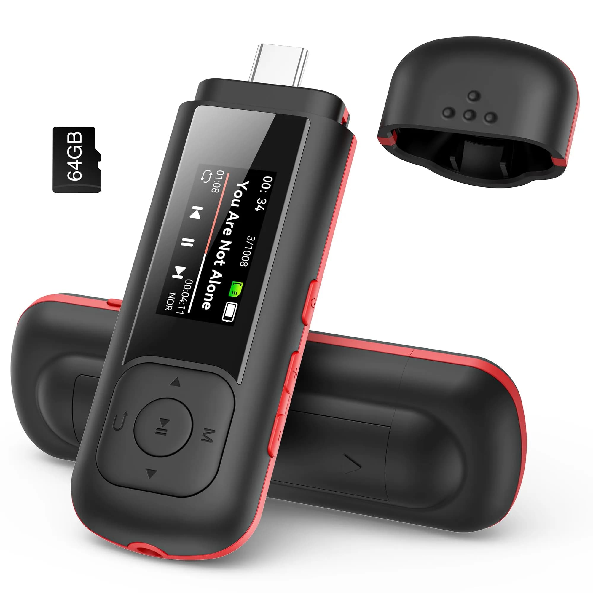 AGPTEK A55PL MP3 Player 64GB (2.5 oz) | Swappable AAA Battery, Type-C & USB - main product image