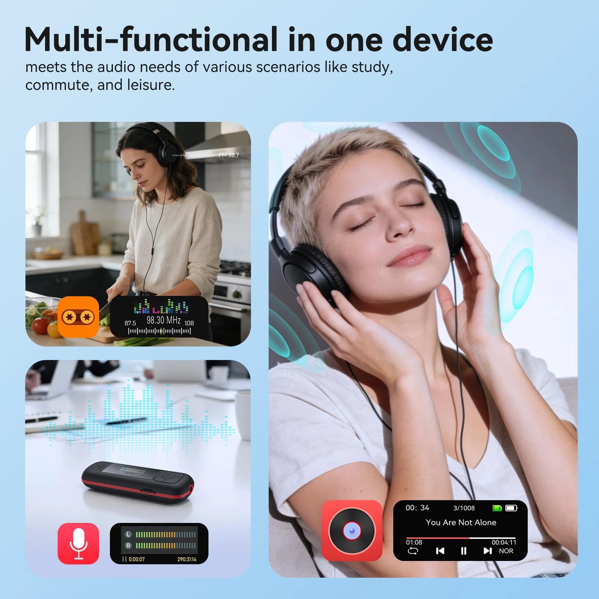 AGPTEK A55PL MP3 Player 64GB (2.5 oz) | Swappable AAA Battery, Type-C & USB - view 8