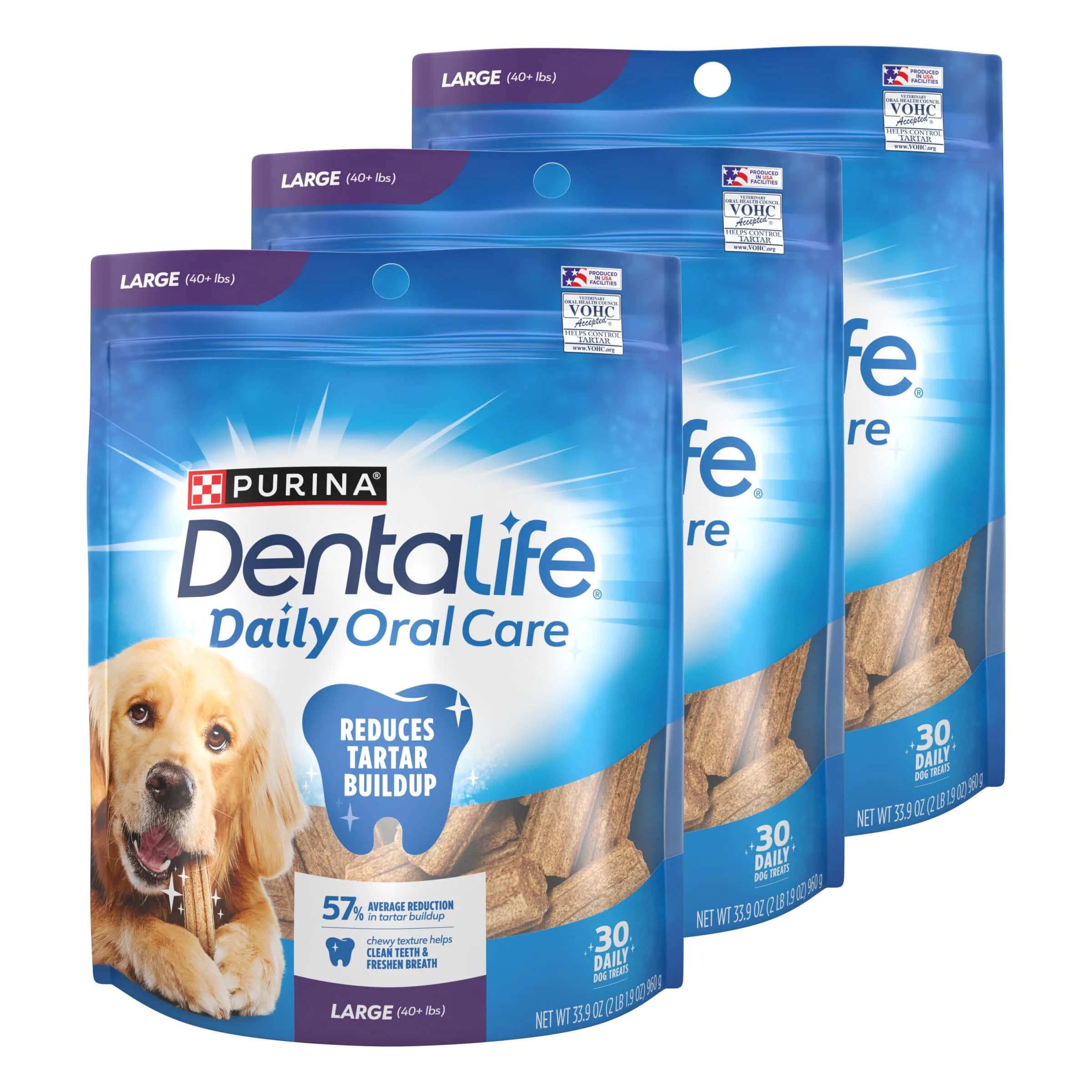Dentalife Purina Large Dog Dental Chews 90 ct. | Tartar Reduction & Fresh Breath (100-120c)
