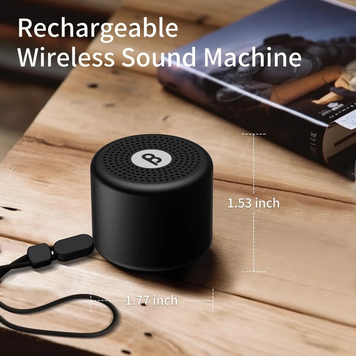 BodyHush Mini Portable White Noise Machine in Black - 30 Sounds, 32 Volume Levels, Rechargeable - view 4