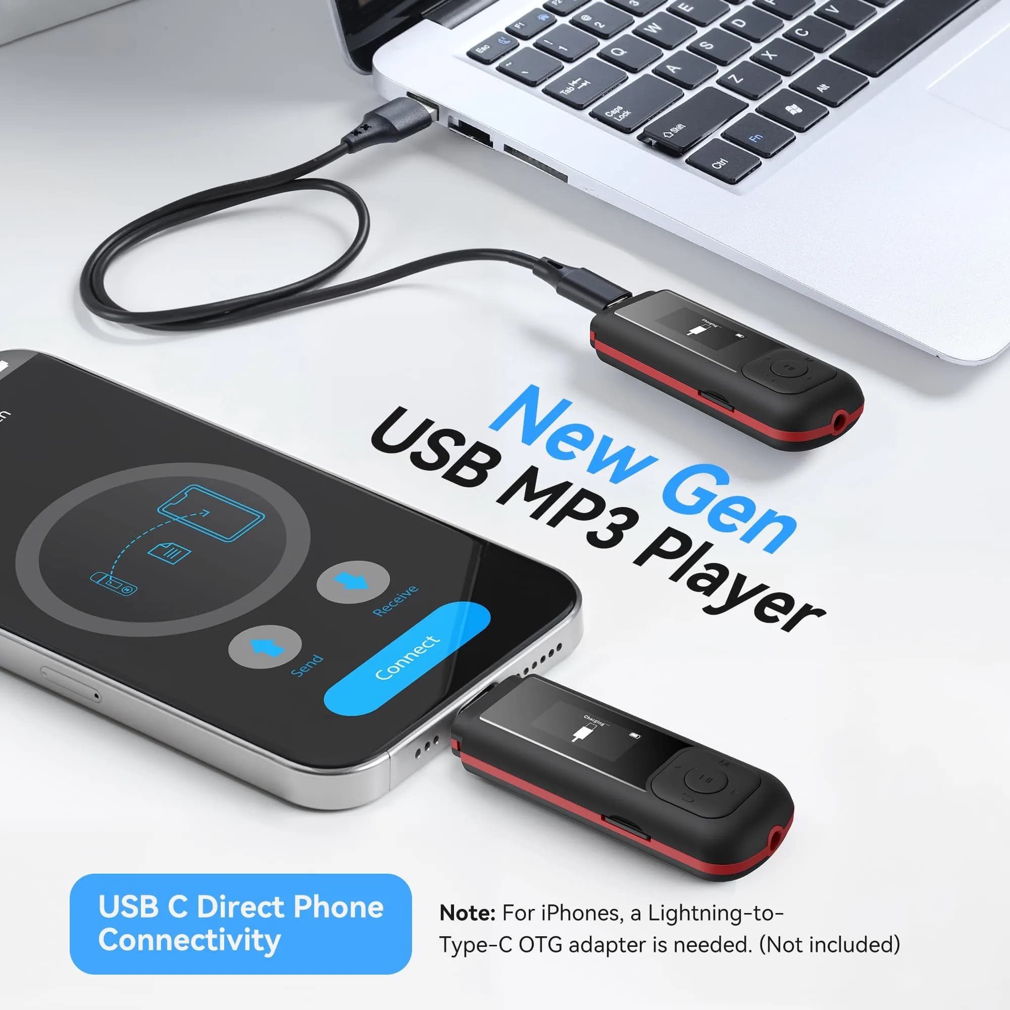 AGPTEK A55S MP3 Player 32GB Black | Type-C & USB Music Player - view 2