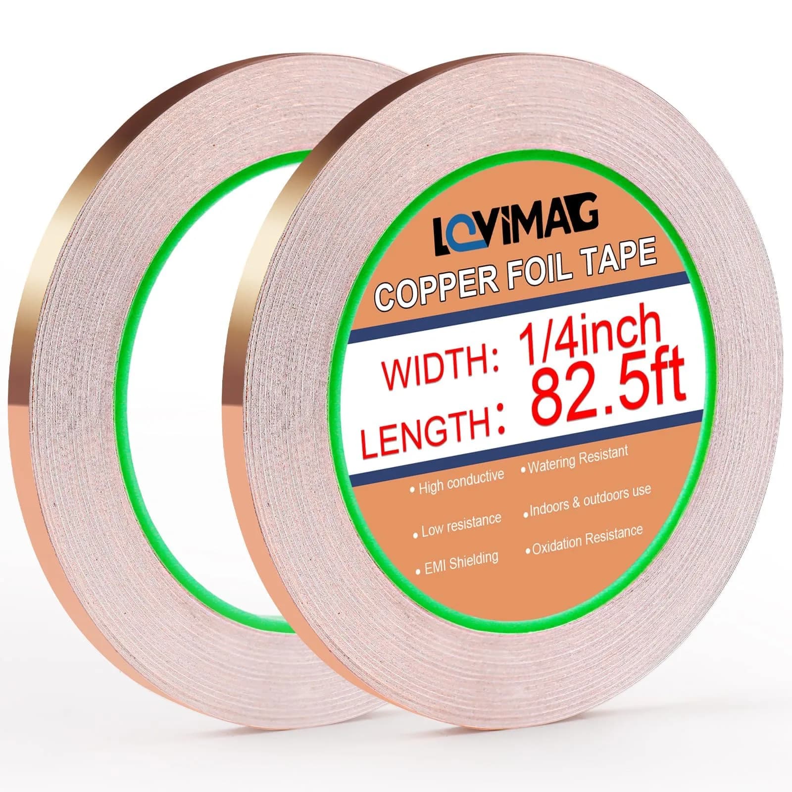 LOVIMAG 1/4 Inch x 82.5ft Copper Foil Tape - 2 Pack - main product image