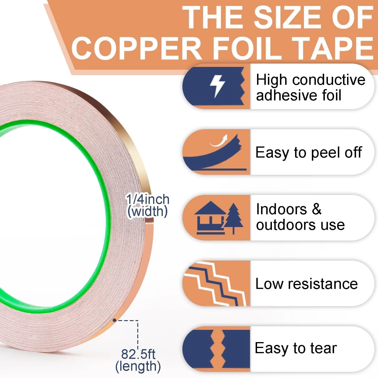 LOVIMAG 1/4 Inch x 82.5ft Copper Foil Tape - 2 Pack - view 4