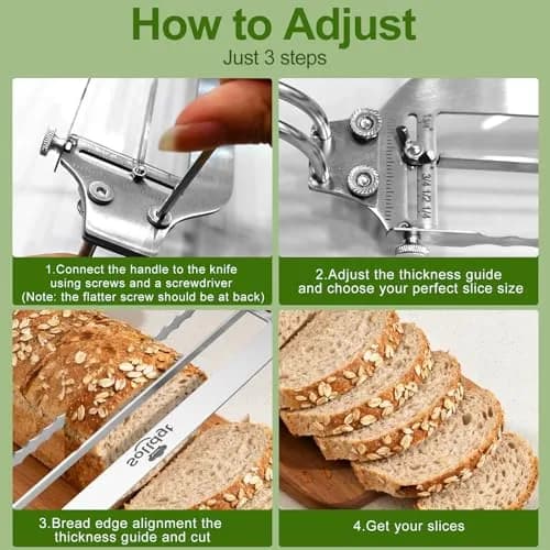 Solldgt Bread Slicer 9" Adjustable Stainless Steel | Perfect for Homemade Bread & Artisan Loaves thumbnail 6
