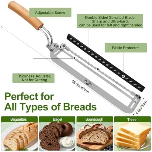 Solldgt Bread Slicer 9" Adjustable Stainless Steel | Perfect for Homemade Bread & Artisan Loaves thumbnail 3