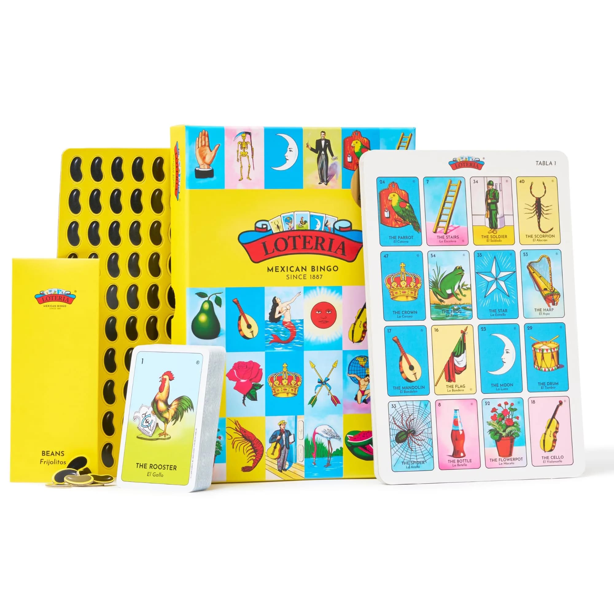 Loteria Game (Bilingual Edition) | Family & Educational Mexican Bingo for Kids & Adults, 54 Cards, 8 Reversible Boards, 108 Tokens