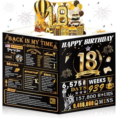 OLOSONG 18th Birthday Card for Girl Boy Son Daughter | 3D Pop Up, Glittery Design, 8" x 10" | Unique Milestone Gift thumbnail 1