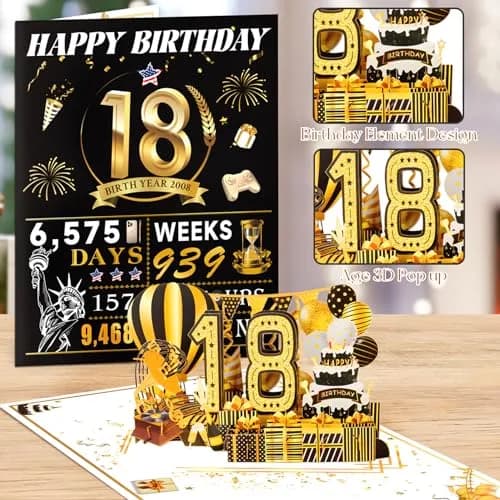 OLOSONG 18th Birthday Card for Girl Boy Son Daughter | 3D Pop Up, Glittery Design, 8" x 10" | Unique Milestone Gift thumbnail 4