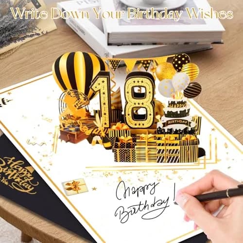 OLOSONG 18th Birthday Card for Girl Boy Son Daughter | 3D Pop Up, Glittery Design, 8" x 10" | Unique Milestone Gift thumbnail 5