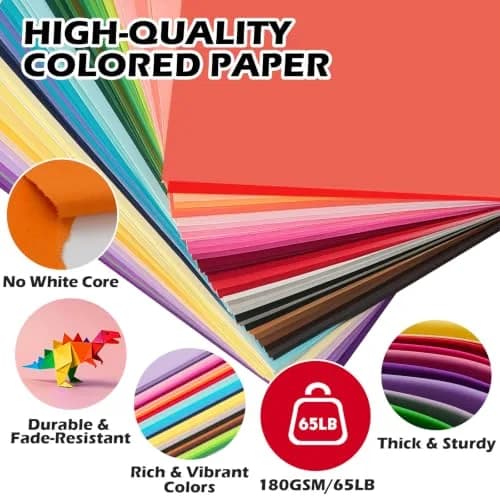 TUXIYA 80 Sheets 8.5" X 11" Colored Cardstock | Assorted Colors, 180 GSM, for Crafts & School Projects thumbnail 4