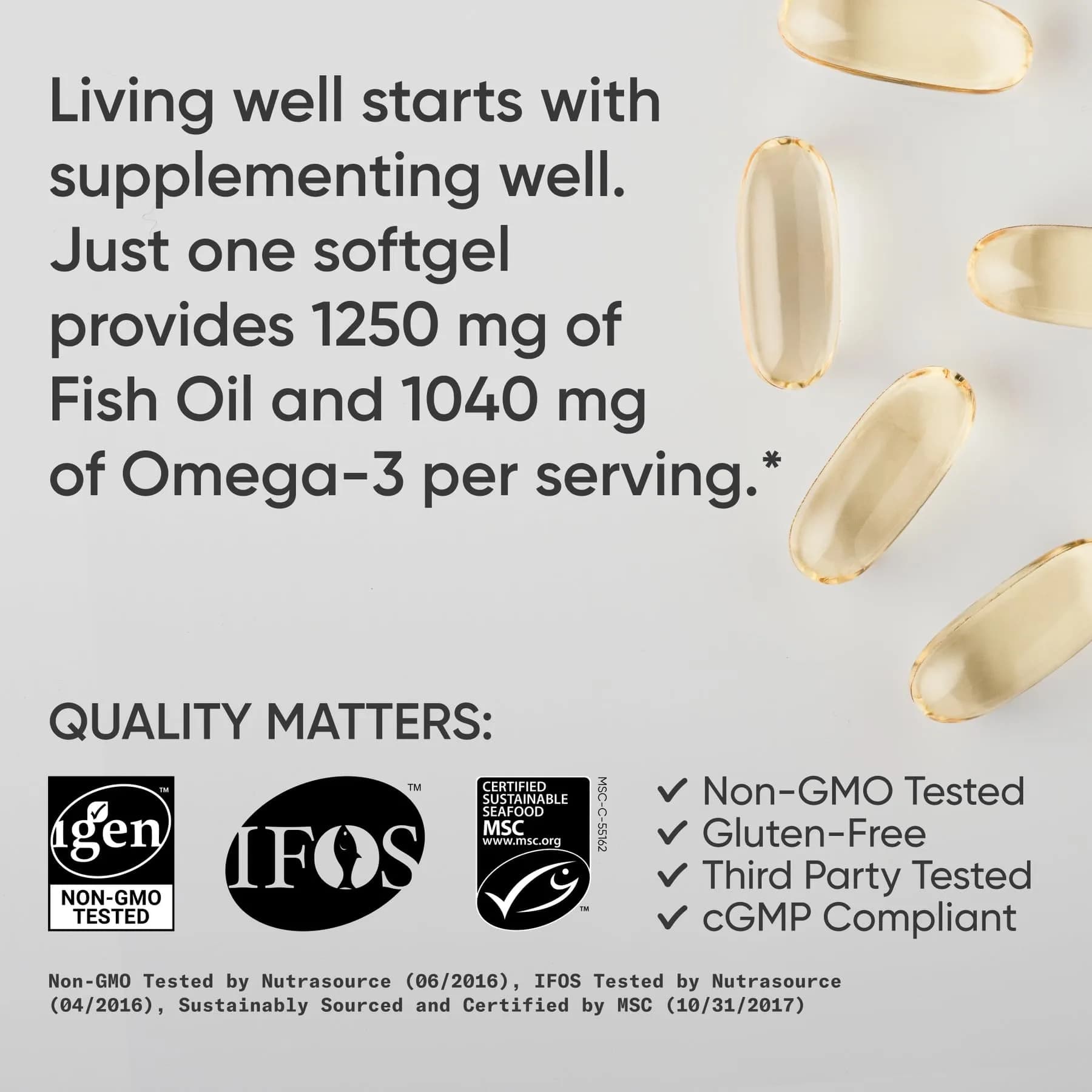 Sports Research Omega-3 Fish Oil 1250mg Softgels | IFOS 5-Star Certified - view 4