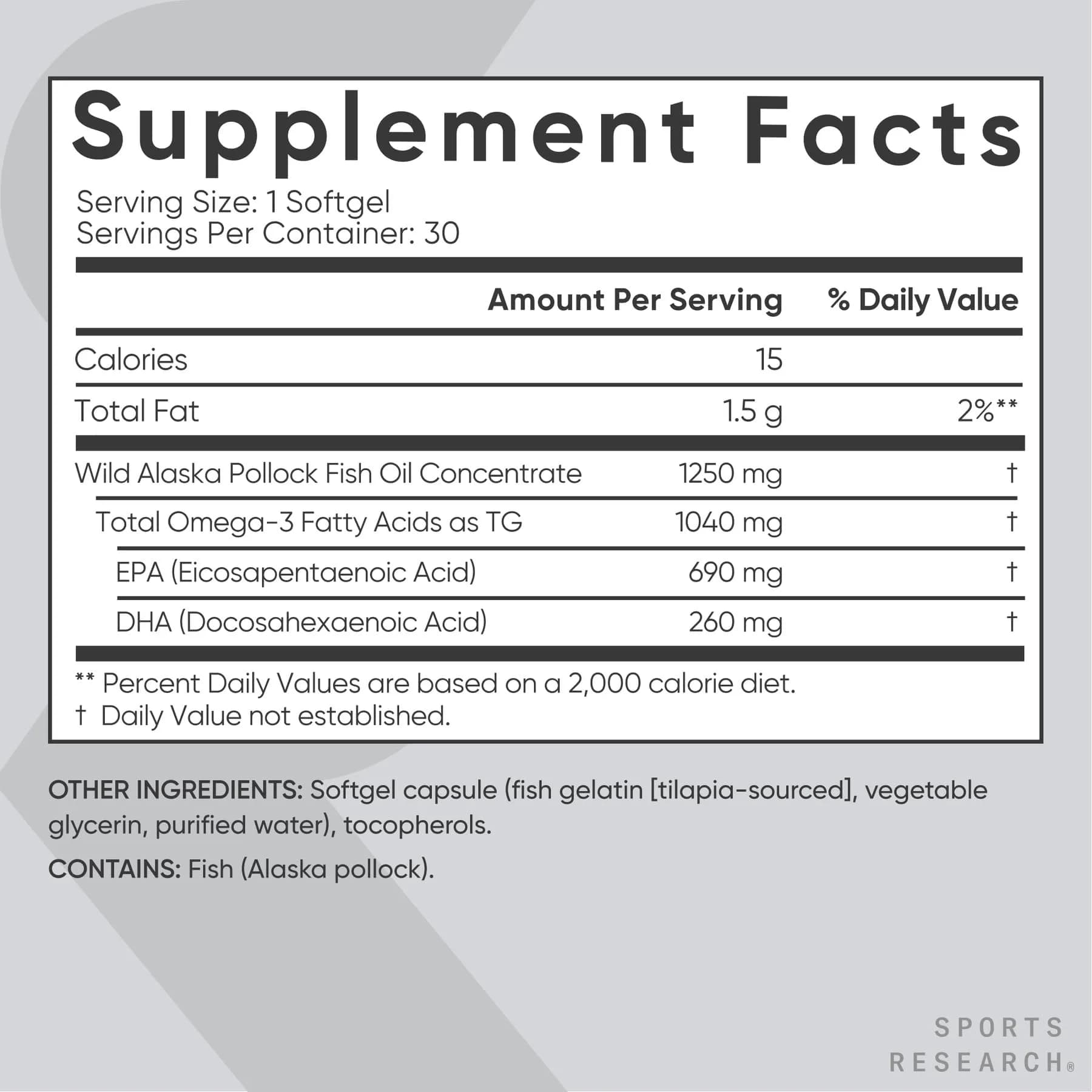 Sports Research Omega-3 Fish Oil 1250mg Softgels | IFOS 5-Star Certified - view 5