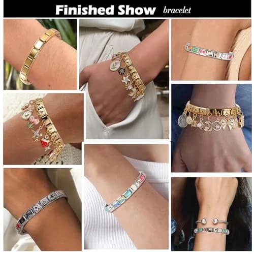 ITingstere Charm Bracelet Pink 22Pcs Glitter Set | Italian Style Jewelry for Women thumbnail 7
