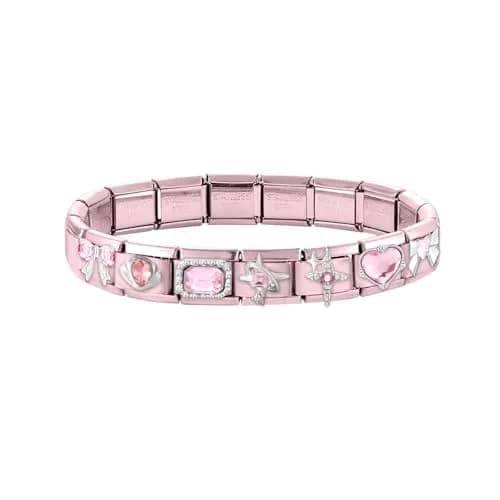ITingstere Charm Bracelet Pink 22Pcs Glitter Set | Italian Style Jewelry for Women thumbnail 2
