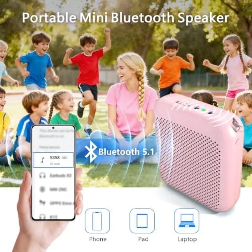 Norwii 15W Portable Voice Amplifier with Bluetooth Speaker & Dual Microphones (Pink) | Clear, Distortion-Free Sound for Teachers & Presenters thumbnail 6