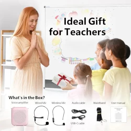 Norwii 15W Portable Voice Amplifier with Bluetooth Speaker & Dual Microphones (Pink) | Clear, Distortion-Free Sound for Teachers & Presenters thumbnail 9