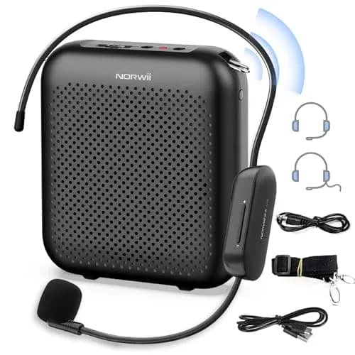 Norwii 15W Portable Voice Amplifier with Bluetooth Speaker & Dual Mics | 30m Wireless Range, 12-Hr Battery thumbnail 1